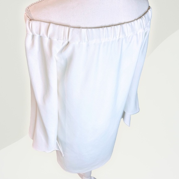 NWT Tibi ‘Structured Crepe Off-The-Shoulder Tie-Detail Dress’ in “Ivory” Size 4 - Picture 11 of 16
